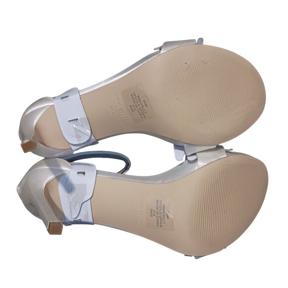 NEW Nine West Utell Satin Embellished Ankle Strap Ivory Stiletto Heels Size 9.5 - Picture 10 of 15